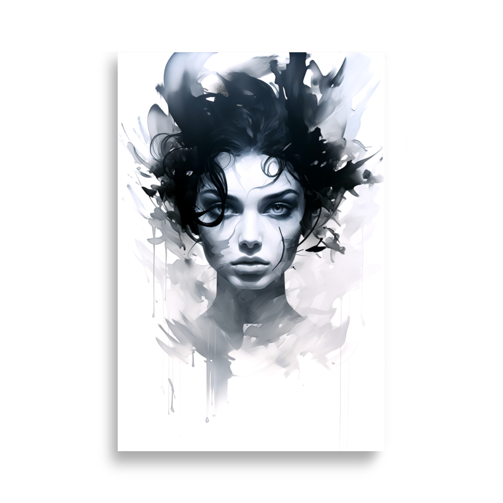 Poster " Frau in Tinte Schwarz & Weiß"