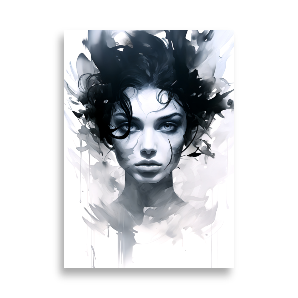 Poster " Frau in Tinte Schwarz & Weiß"
