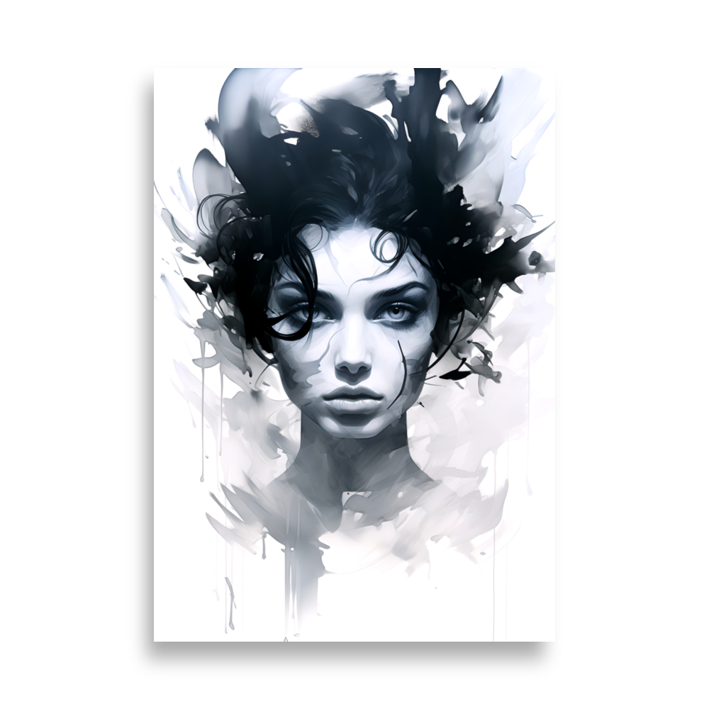 Poster " Frau in Tinte Schwarz & Weiß"