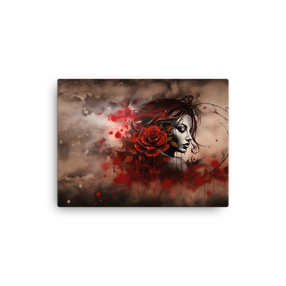 Dünne Leinwand "Schablonenwelt Dunkle Rose"