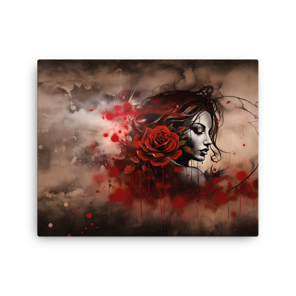 Dünne Leinwand "Schablonenwelt Dunkle Rose"