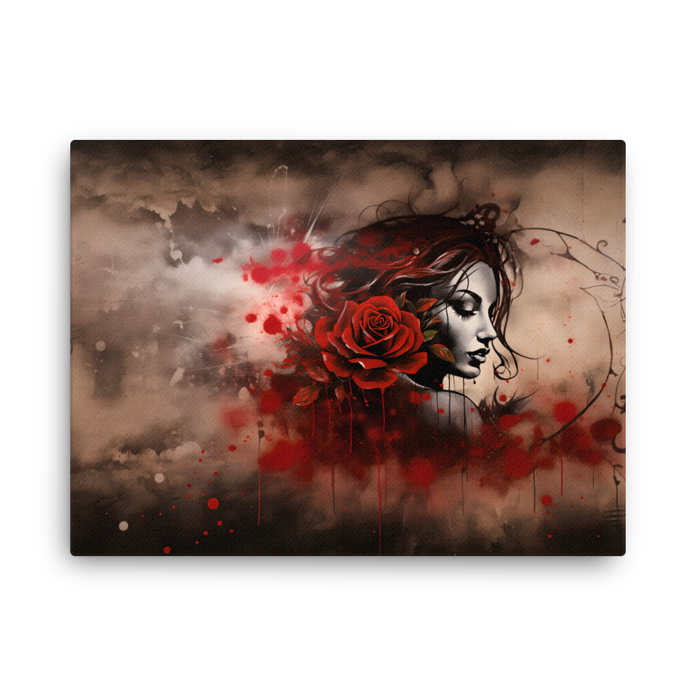 Dünne Leinwand "Schablonenwelt Dunkle Rose"